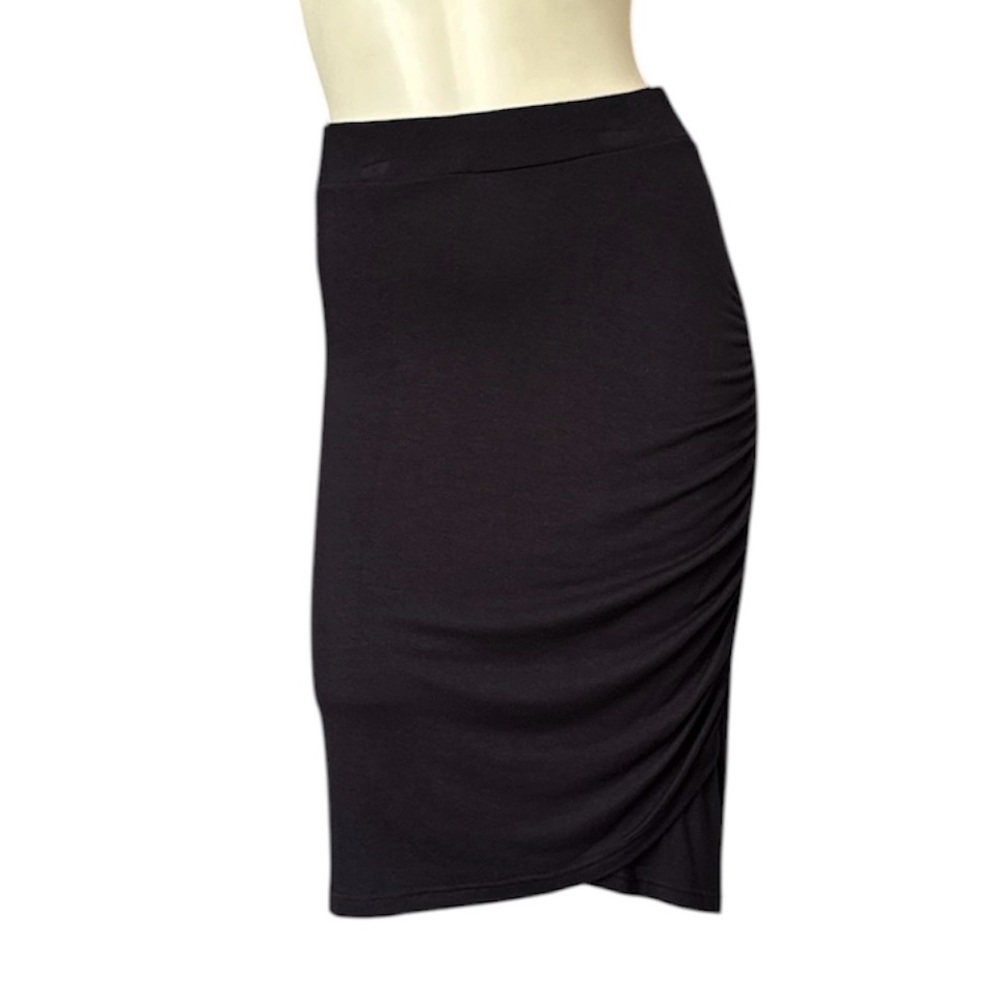 Bena J Drape Ruched Detailed Jersey Pencil Black Skirt Women Size S